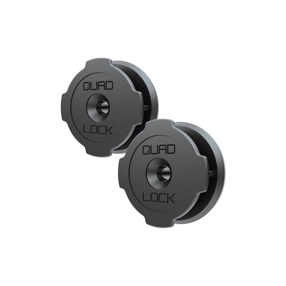 Quad Lock adhesive wall mount twin pack for secure phone holding, no drilling needed, compatible with Quad Lock accessories.