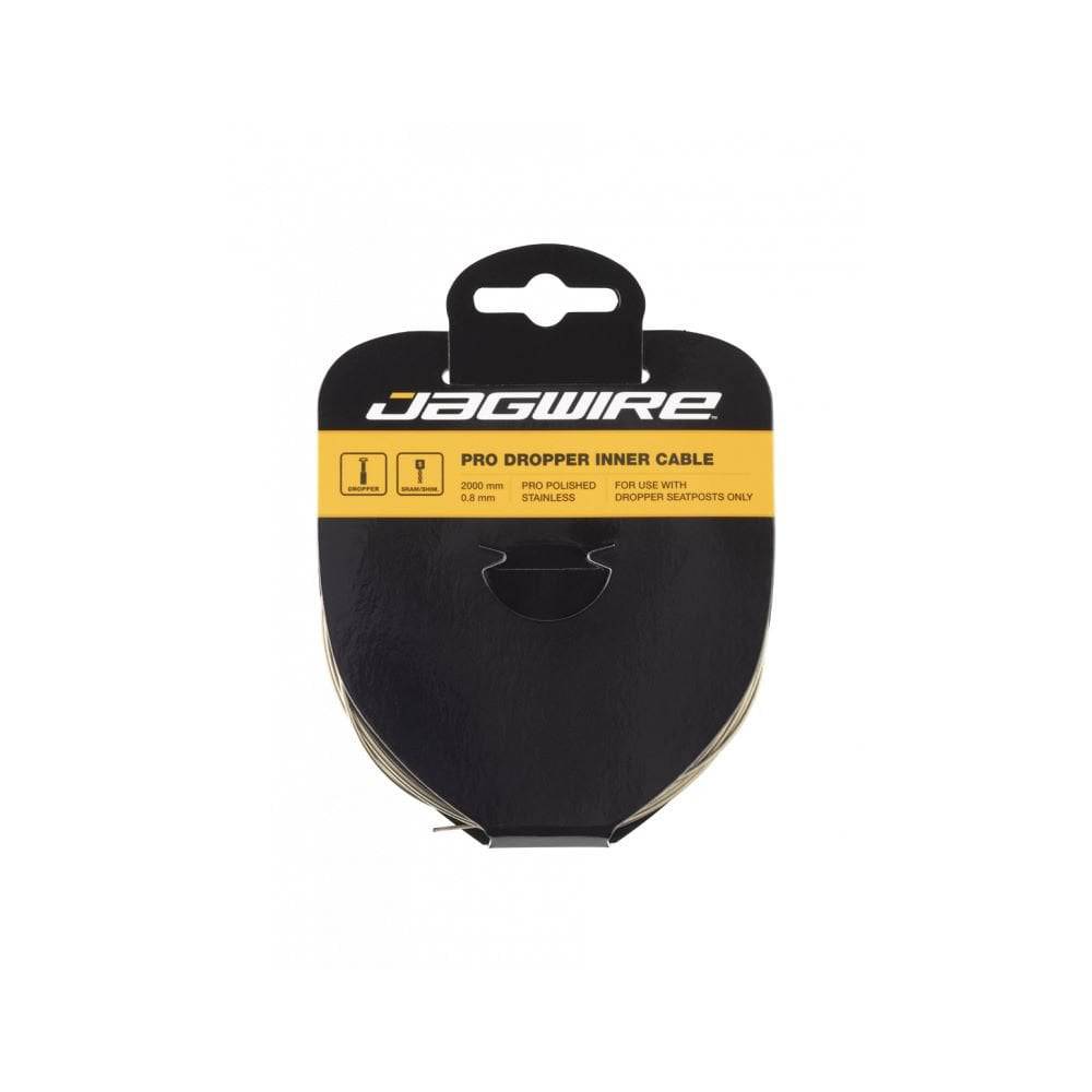 Jagwire Dropper Inner Cable Pro in polished stainless steel, 0.8mm, for smooth performance on bicycle components.