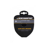 Jagwire Elite Ultra-Slick Shimano gear shift cable showing smooth, low-friction cable with black housing and metal fittings.