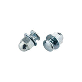 Jagwire 6mm steel anchor bolts for bike brake and gear cables, silver, 25-pack, close-up of assembled components