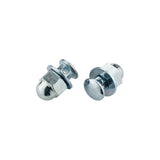 Jagwire 6mm steel anchor bolts for bike brake and gear cables, silver, 25-pack, close-up of assembled components