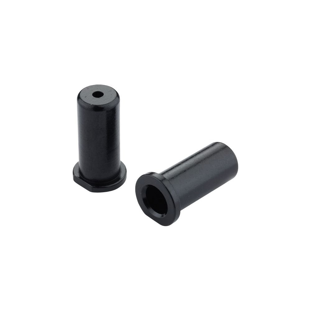 Jagwire black cable guide stoppers for 5mm housings, set of 10, used in bike cable management and component installation.