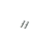 Jagwire 10-pack silver double-ended 4mm shift housing connectors for bikes, showing close-up of metal connectors on component.