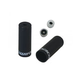 Jagwire sealed alloy end caps for 4mm shift cables in black, shown in a 50-pack, used as bike component accessories.