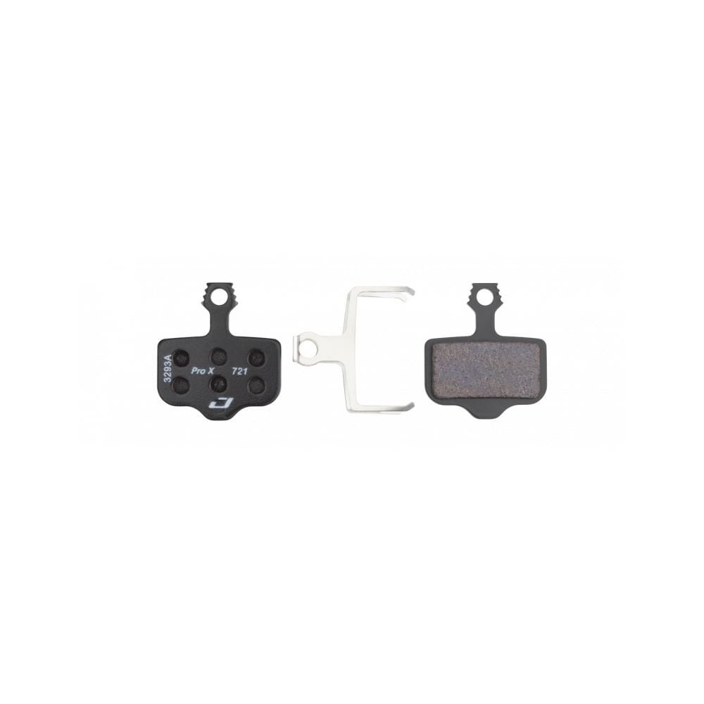 Jagwire Pro Extreme Sintered Disc Brake Pads for SRAM AXS and Avid road bikes, showing the brake pad components and packaging.