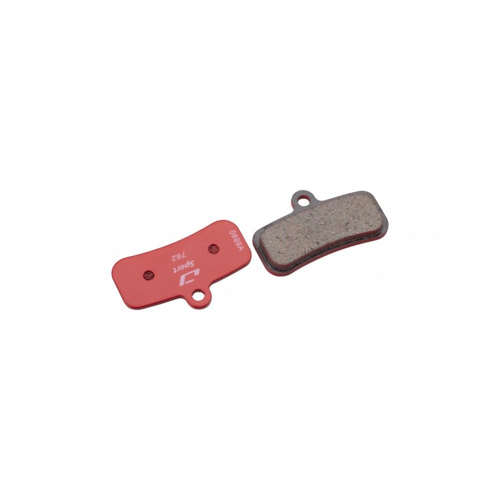 Jagwire Sport semi-metallic disc brake pads for Shimano and RideRever mountain bike brakes, showing the brake pad components.