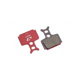 Jagwire Sport semi-metallic disc brake pads for Formula Cura and R1R mountain bike brake systems, showing the brake pad components.