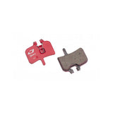 Jagwire Sport semi-metallic disc brake pads for Hayes HFX Red Series mountain bike brakes, close-up view of brake pad components