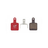 Jagwire Sport semi-metallic disc brake pads for Tektro Volans and Auriga E-SUB bikes, shown with metal backing and friction material.