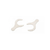 Jagwire silver 6-bolt rotor shims for precise disc brake alignment, shown in a pack of 20, for bicycle disc brake components.