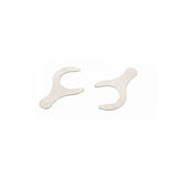 Jagwire silver 6-bolt rotor shims for precise disc brake alignment, shown in a pack of 20, for bicycle disc brake components.