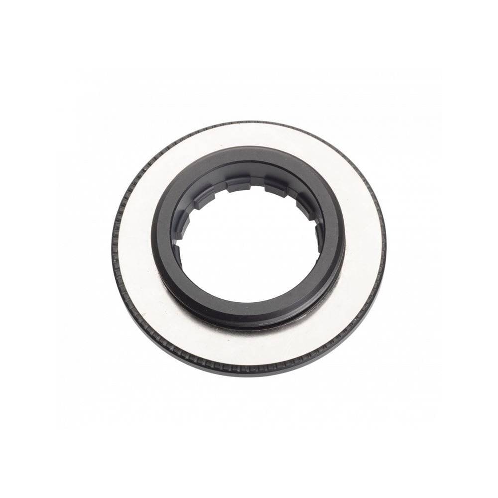 Jagwire Centerlock lockring for bike rotors, black, fits 9mm-12mm axles, used as inner lockring for disc brake rotors.