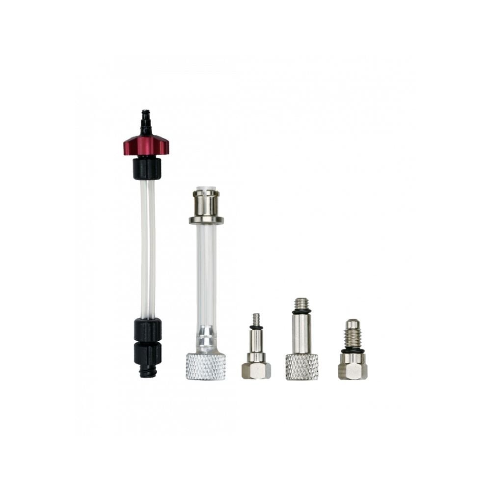 Jagwire DOT Brake Bleed Fitting Adaptor for bike brake maintenance, shown in a workshop setting, ensuring secure brake system service.