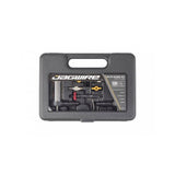 Jagwire Elite DOT bleed kit for hydraulic disc brakes in a black deluxe case, ideal for workshop use with hydraulic brake systems.