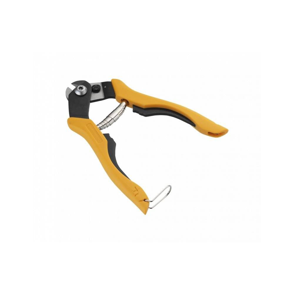 Jagwire Pro Housing Cutter Yellow with built-in crimper and awl for bike shift and brake cable installation and maintenance.