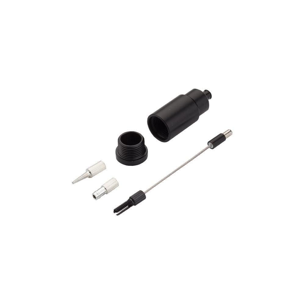 Jagwire Pro Internal Routing Tool with magnetic adapters for bike cable installation, designed for workshop use.