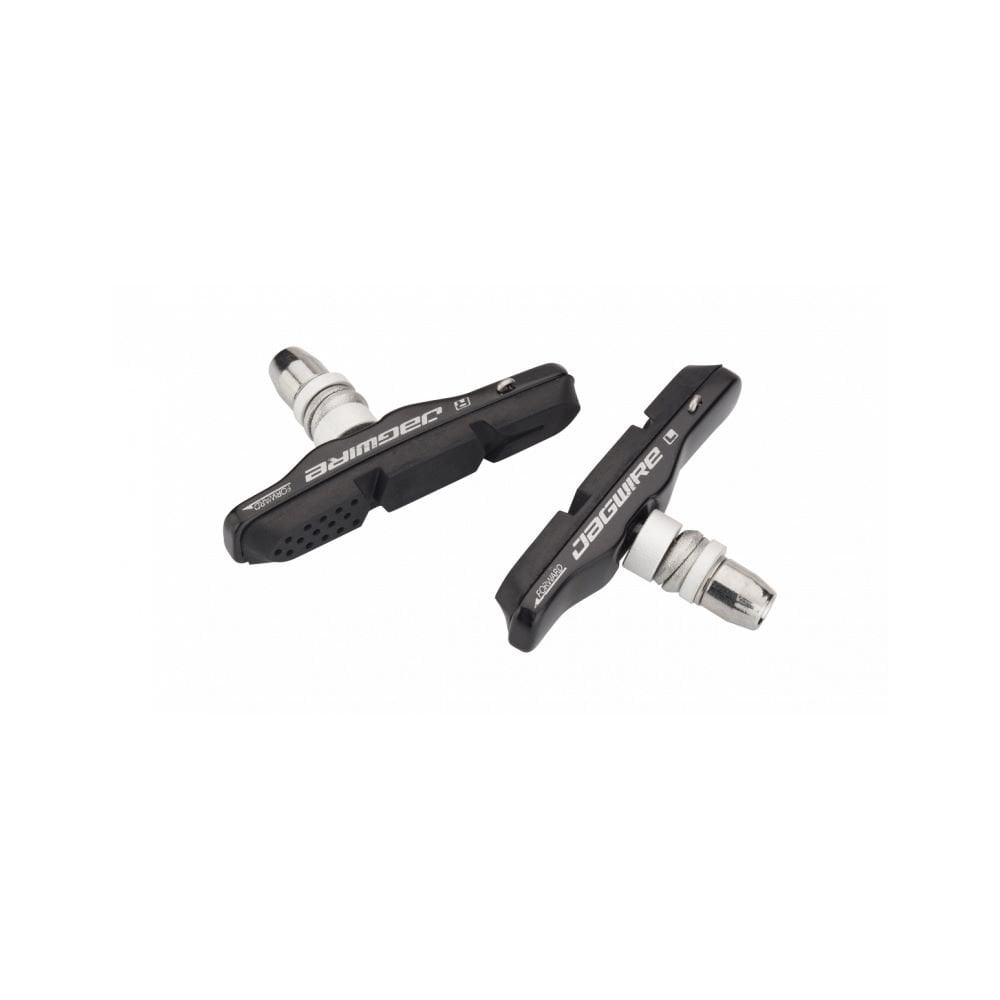 Jagwire Mountain Pro brake pads for linear pull and cantilever MTB brakes, showing close-up of brake pad components.