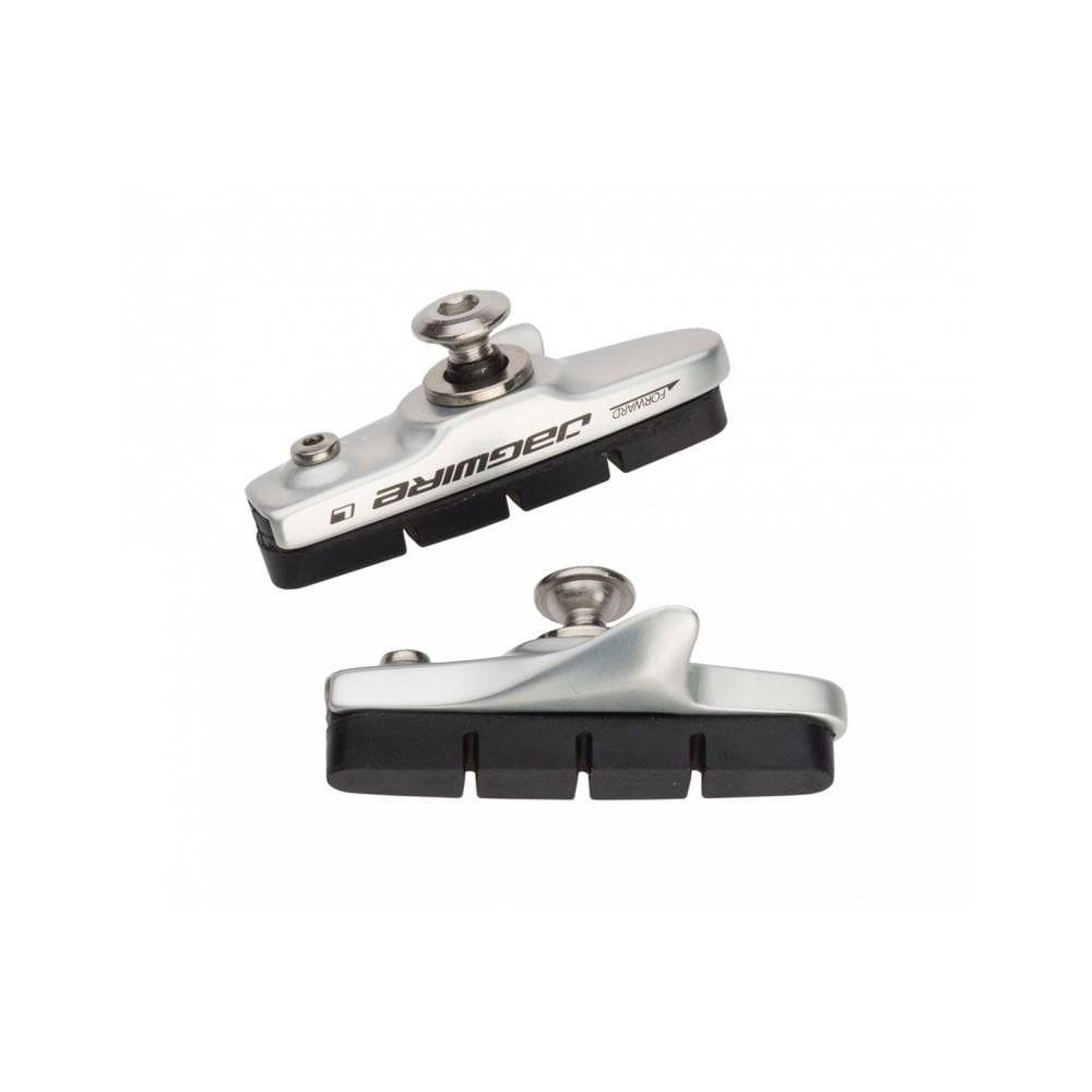 Jagwire Road Sport S brake pads for SRAM, Shimano, and Campagnolo caliper brakes, shown in a close-up image of the components.