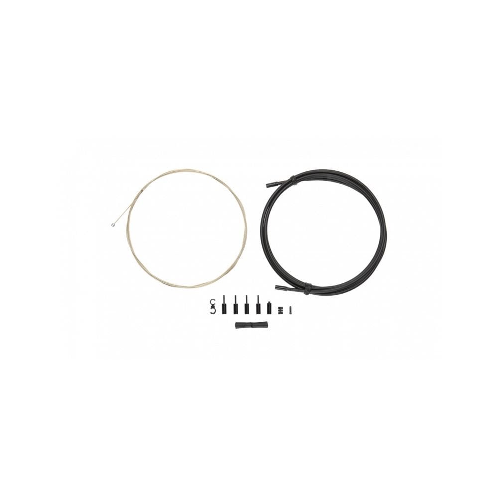 Jagwire Pro Shift Kit 1X cables for rear derailleurs and internal gears on road and MTB bikes, showing cable ends and packaging.