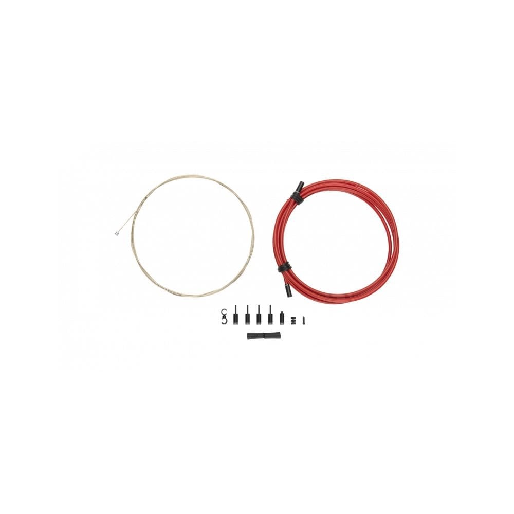 Jagwire Pro Shift Kit 1X cables for rear derailleurs and internal gears on road and mountain bikes, showing cables and connectors.