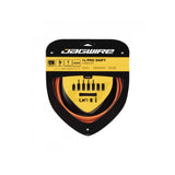 Jagwire Pro Shift Kit 1X cables for rear derailleurs and internal gears on road and MTB bikes, showing cables and connectors.