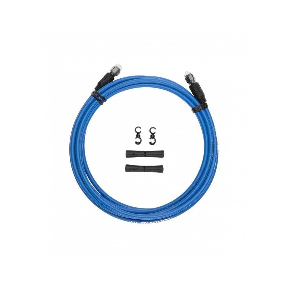 Jagwire Pro hydraulic brake hose kit with quick-fit adapters for disc brake systems, showcasing the durable hydraulic hose and fittings.