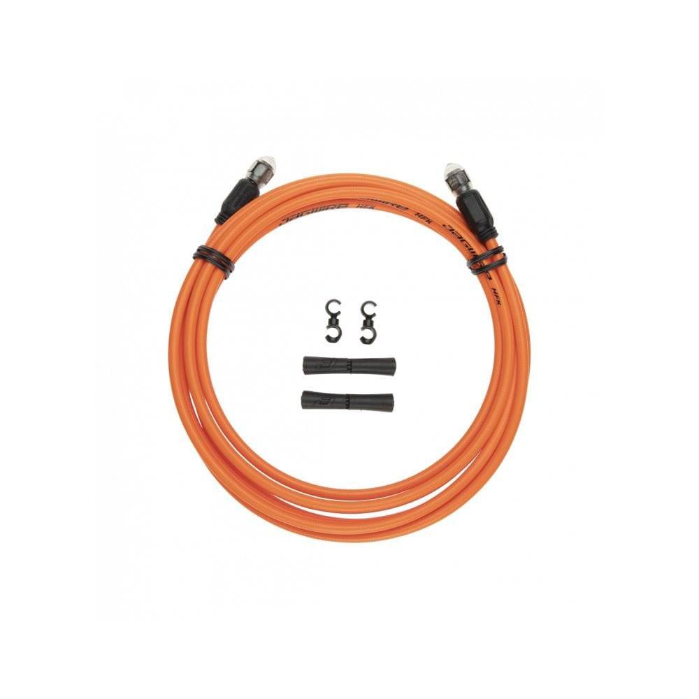 Jagwire Pro hydraulic disc brake hose kit with quick-fit adapters, high-quality components for bike brake systems.