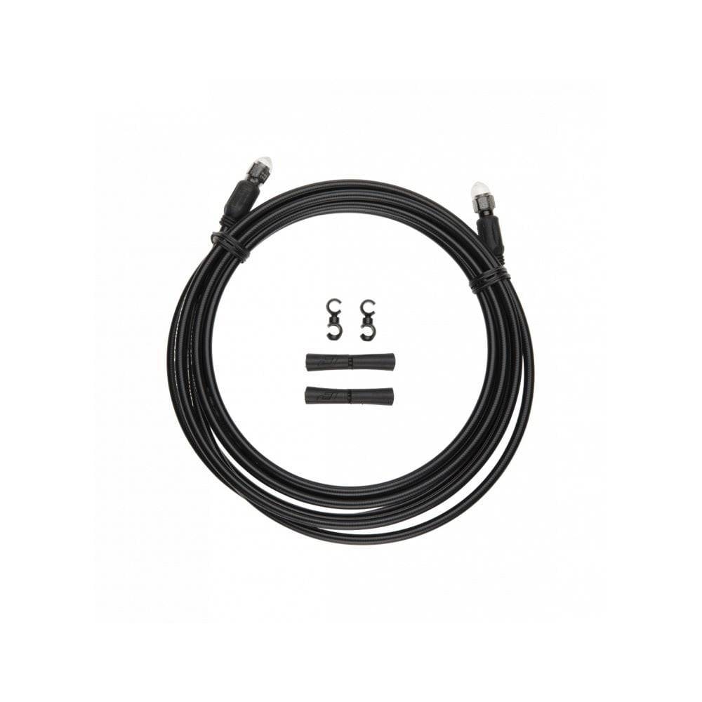 Jagwire Pro hydraulic hose kit for disc brake systems with quick-fit adapters, showing hoses, adapters, and components.