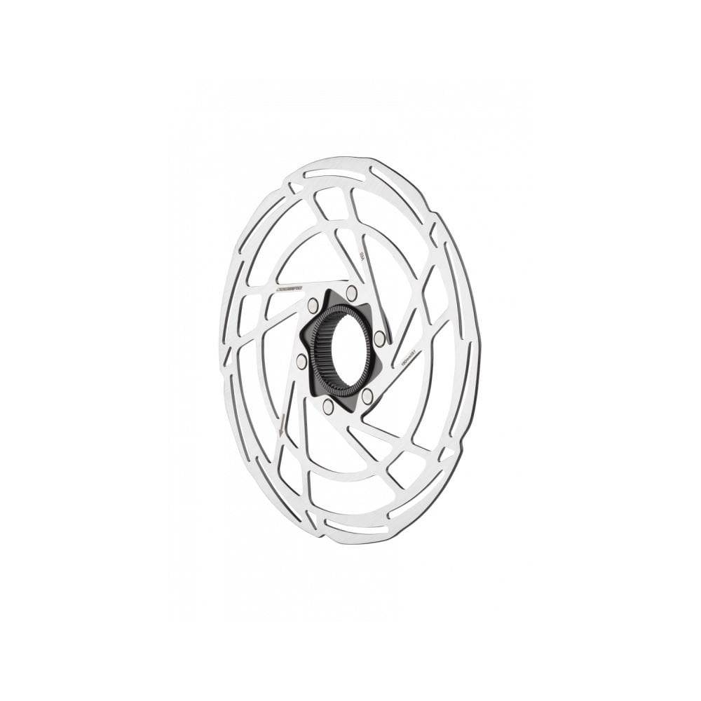 Jagwire Sport SR1 centerlock disc brake rotor for bikes, showcasing the metal rotor with vented design and centerlock mounting system.