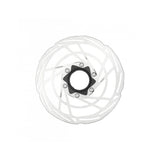 Jagwire Sport SR1 centerlock disc brake rotor for bicycles, showcasing the silver metal rotor with detailed fins and mounting holes.