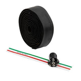 Basso road handlebar tape with adhesive backing and expandable bar end plugs for cycling handlebars.
