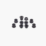 SRAM Red Quarq steel 5-arm chainring bolt kit with hidden black bolts for bicycle component upgrade.
