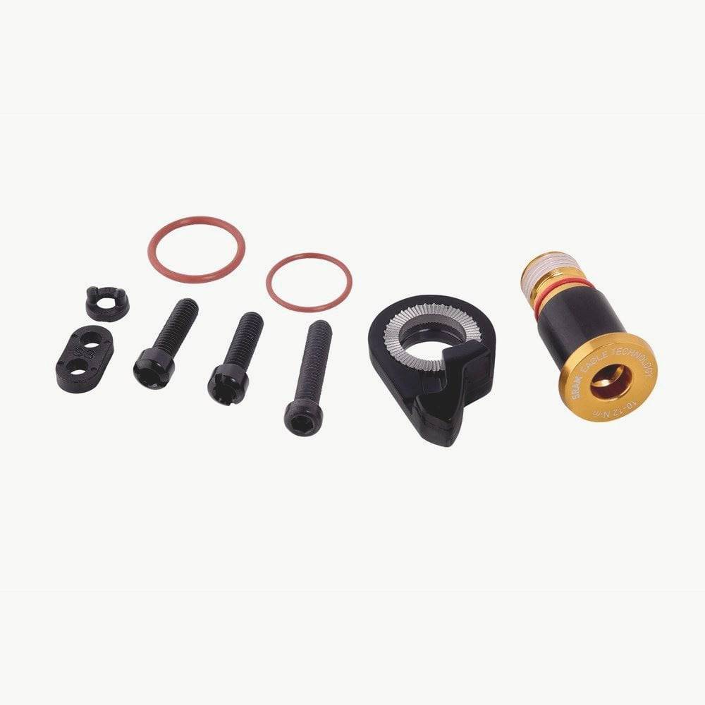 SRAM XX1 Eagle rear derailleur B-bolt and limit screw kit in gold, component for mountain bike drivetrain repair and tuning.