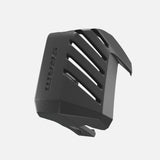 SRAM Eagle AXS rear derailleur battery cover protective guard for mountain biking components, black plastic, close-up view