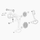 SRAM Rival Etap AXS rear derailleur pulley kit with steel bearings, includes 12T upper and lower pulleys for bike components.