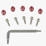 SRAM hydraulic disc brake hose fitting kit with 5 threaded hose barbs and T8 TORX tool for bike brake maintenance.