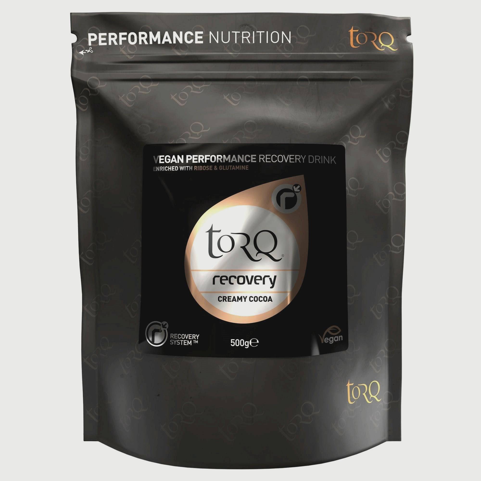 TORQ Vegan Recovery Drink accessory, showing the plant-based hydration and muscle repair formula in a clear container.