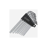 PRO Workshop Torx key set T10-T50 with heat-treated, chrome-plated tools in storage holder for precise fastening and durability.