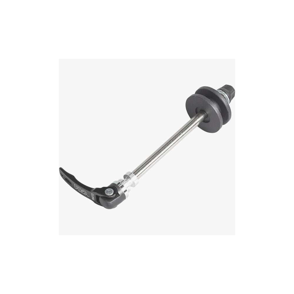 PRO Chain Retention Device with quick-release for secure bike frame transport, shown mounted on a workshop bike frame.