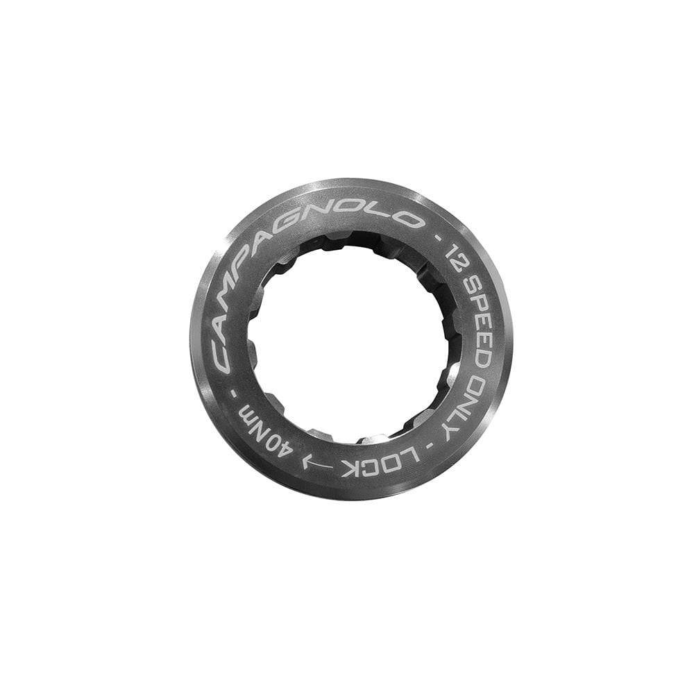 Campagnolo 12X cassette lockring for 9, 10, and 11-speed bike cassettes, component spare part for cycling maintenance.