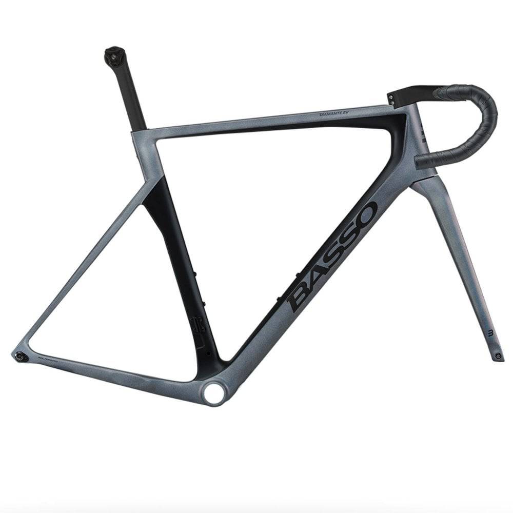 Basso Diamante SV Disc carbon road bike frameset with aerodynamic design and lightweight components for high-performance cycling.