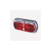 Infini Apollo rear bike carrier light with dynamo, 4-minute standlight, mounted on bicycle rear for visibility and safety.