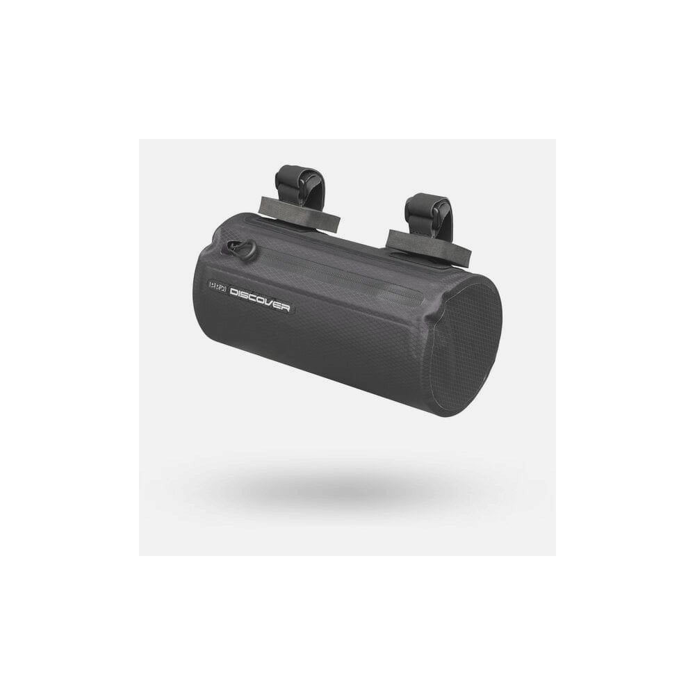 PRO Discover Team Compact Handlebar Bag 2.0L waterproof bikepacking storage accessory attached to a bicycle handlebar.