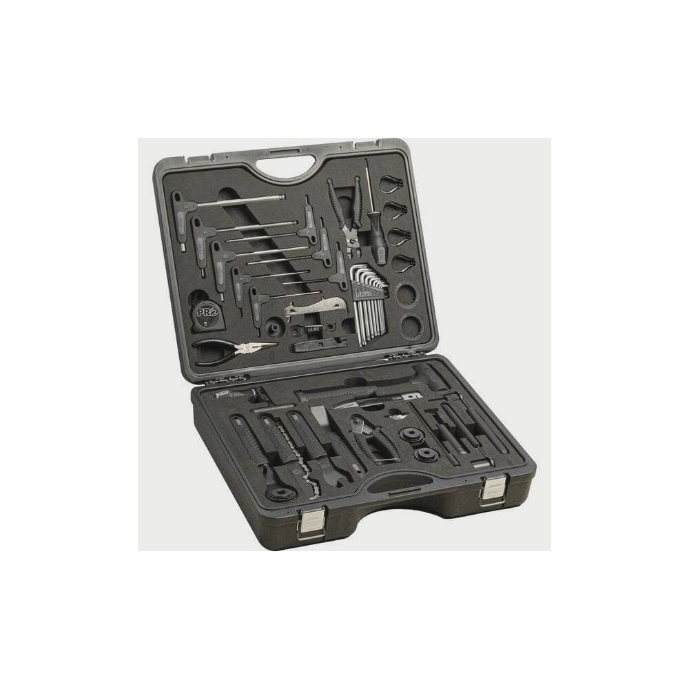 PRO Expert Bike Repair Toolkit with 42 tools in a hard carry case, ideal for bike workshop repairs and maintenance.