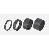 Black aluminum BBB BHP-36 LightSpace 1.1/8 headset spacers set with 5, 10, 15, 20 mm sizes for bike components.