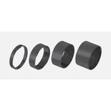 Black aluminum BBB BHP-36 LightSpace 1.1/8 headset spacers set with 5, 10, 15, 20 mm sizes for bike components.