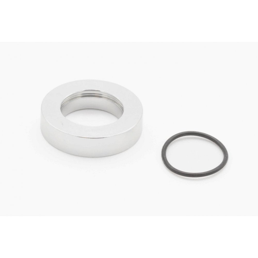 DVO Travel Spacer for Topaz 2 rear shock absorber, bicycle suspension component, close-up view of the metal part.