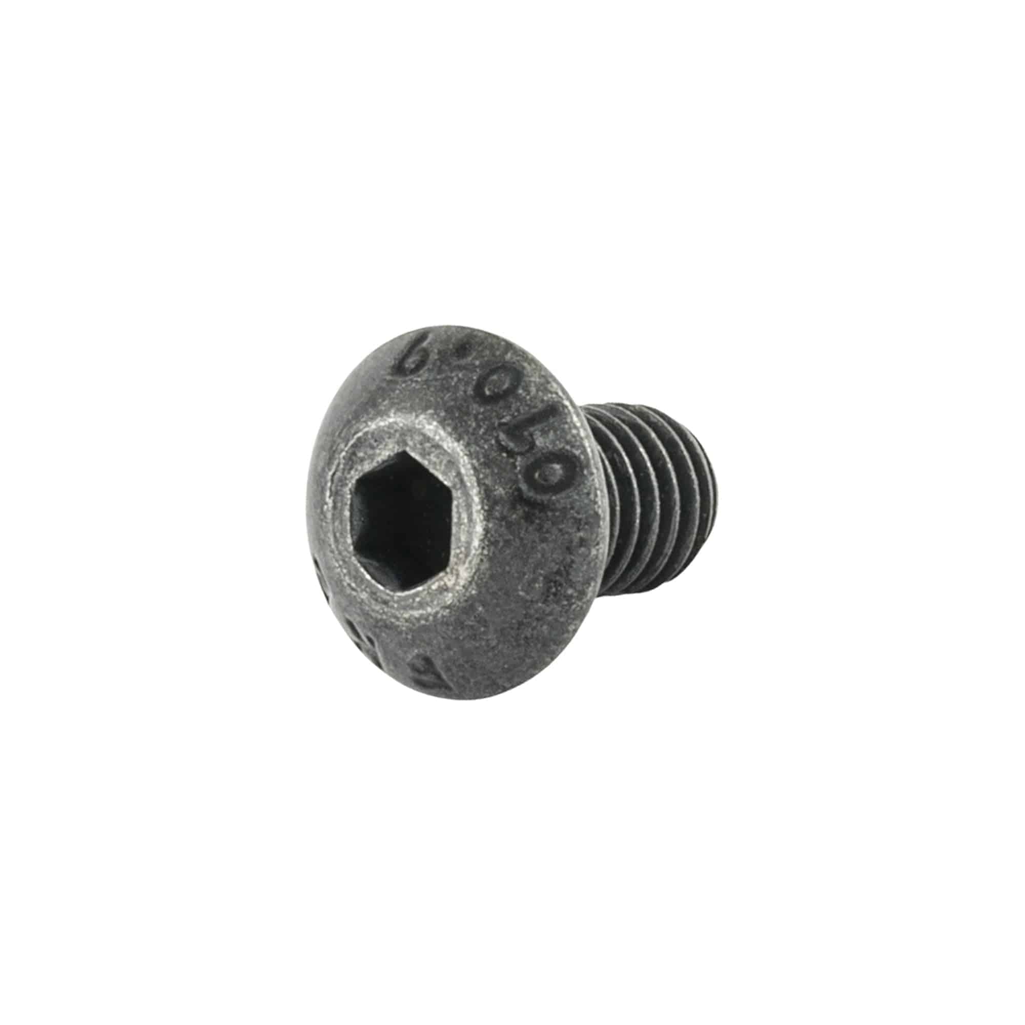 Trek M5x0.8 black button head cap bolts for water bottle cage, 8mm length, close-up of hardware component.