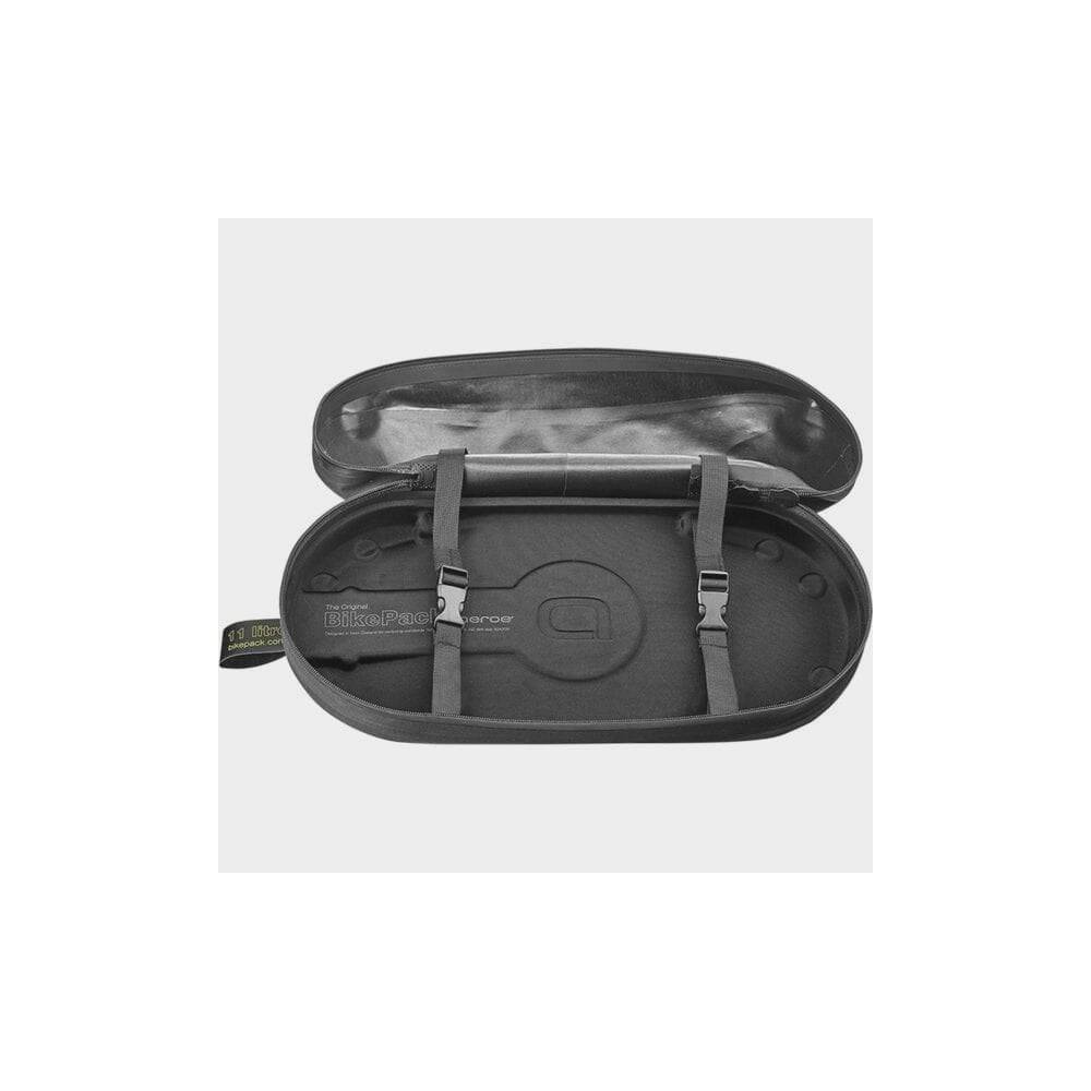 Aeroe 11L waterproof hard-shell bike storage pod mounted on a spider rear rack, designed for secure cycling accessories.