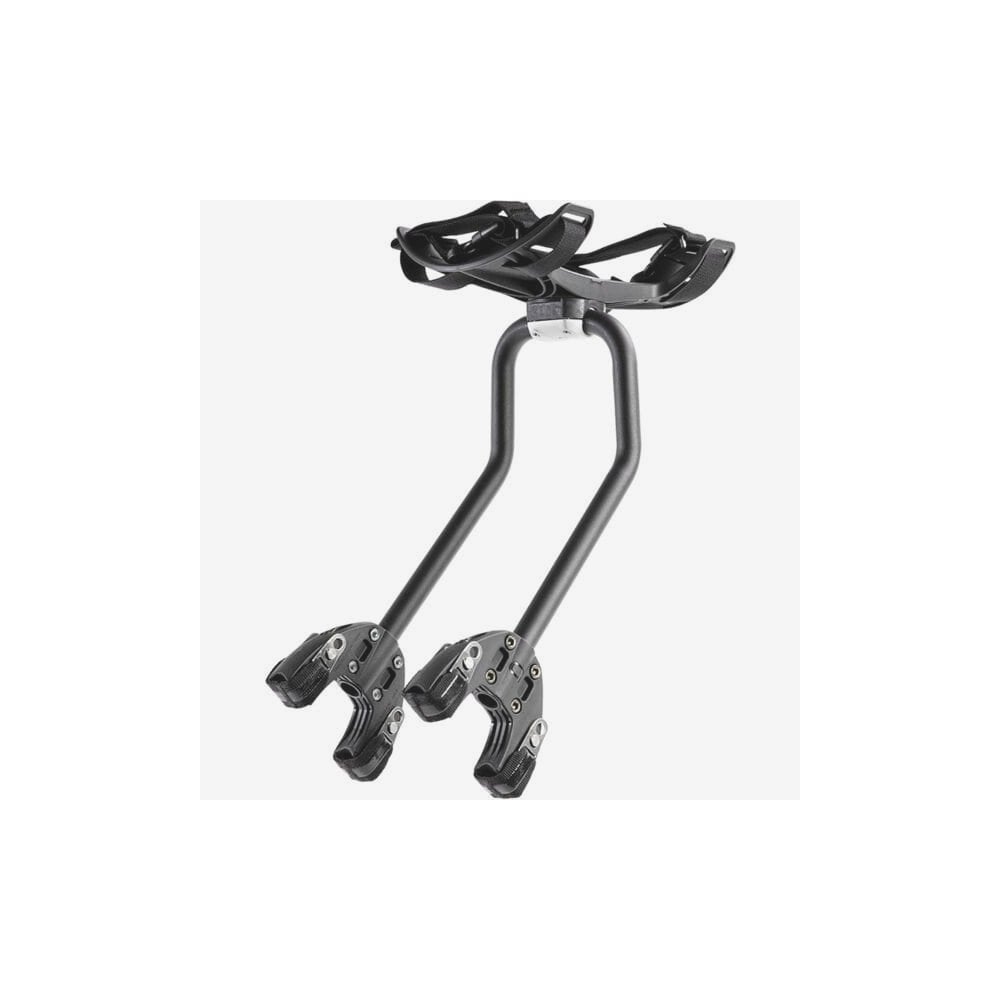 Aeroe Spider rear bike rack with cradle mount system, designed for bikes and e-bikes, shown installed on a bicycle.